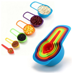 Juego de Tazas y Cucharas Medidoras Apilables de Plástico de Grado Alimenticio, Coloridas, 6 Piezas, <span class=keywords><strong>1</strong></span>/<span class=keywords><strong>4</strong></span> de <span class=keywords><strong>Taza</strong></span>, Utensilios de Cocina para Hornear - Product Image 1
