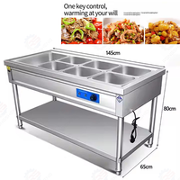 Rongsheng Tragbarer Intelligenter Bain-Marie Speisenwärmer Trolley mit Glasvitrine |   Edelstahl 1,5-2KW Restaurant-Buffet-Heizung