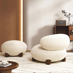 Sala de estar Sofá Tecido Boucle Cadeira Oversized Lounge Pernas De Madeira De Noz Novo Design Lounge Chair com Fezes - Product Image 4