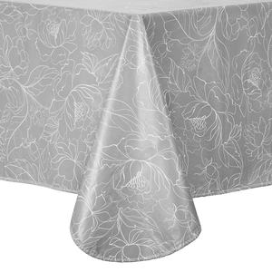 HuiHe - Cubierta de <span class=keywords><strong>Mesa</strong></span> Rectangular de PVC <span class=keywords><strong>con</strong></span> Diseño Floral Gris, 100% Impermeable, Protector de <span class=keywords><strong>Mesa</strong></span> para Eventos Comerciales - Product Image 1