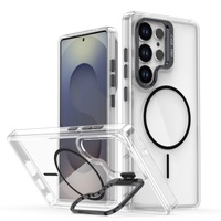 Coque de téléphone avec support d'appareil photo pour Samsung S26 Ultra S25 Plus S26 S24 S23 Plus S22 Edge S21, avec anneau de support et aimant