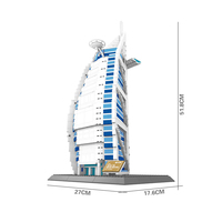 Modèle de construction en blocs de plastique ABS de l'hôtel Oberoi Yacht à Dubaï, Émirats arabes unis, série Monuments architecturaux mondiaux, jouets pour enfants