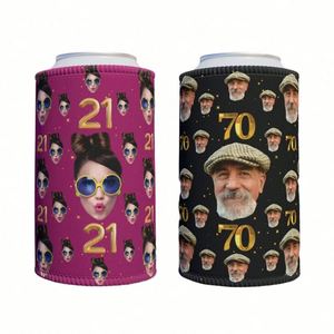 Porta Latas Personalizado de 12 oz para Cumpleaños, Aislado, Reutilizable, de Neopreno de 5 mm, con Base, Recuerdo para Fiestas - Product Image 1