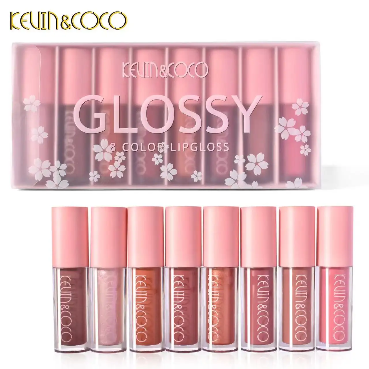 Nuovo Set di rossetto a fiori di ciliegio a 8 colori con labbra Color labbra con vetro smaltato ad acqua e labbra ingredienti minerali