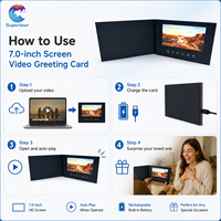 Biglietto d'Auguri Video Promozionale con Schermo LCD da 7 Pollici in Cartoncino Nero Formato A5