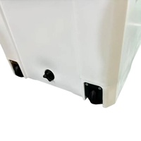 Boîtes de rangement en plastique de 220 L avec couvercles, conteneur isotherme robuste rotomoulé avec roues pour la pêche en mer, les bateaux et les applications marines