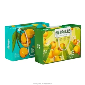 맞춤형 로고 컬러 인쇄 용지 포장 상자 천도 복숭아 두리안 포도 레몬 과일 야채 환경 친화적 인 배송 상자