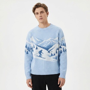 Custom OEM ODM Men Knit <strong>Sweater</strong> Cotton Knitwear Jacquard <strong>Sweater</strong> <strong>Pullover</strong> Manufacturer Crew Neck Long Sleeve Knit <strong>Sweater</strong> Men - Product Image 2