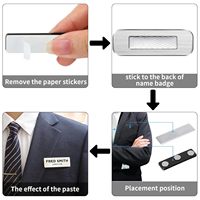 Aimants pour badges nominatifs avec 3 aimants néodyme et support adhésif pour porte-badges sur vestes d'uniforme (noir)