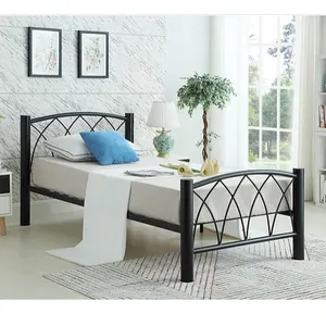 Nieuwe Ontwerp Smeedijzeren Hoogte Dorm Goedkope Enkele Full Size Metalen Bed Frame Ijzeren Bed