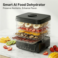 Deshidratador Eléctrico de Alimentos de 5 Bandejas, Secador de Frutas Mecánico con Temperatura y Temporizador Ajustables, Ecológico y Silencioso, 160W