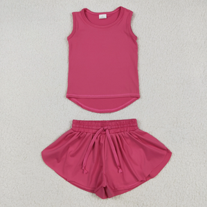 Ensemble de vêtements pour bébés filles, débardeur de yoga coloré sans manches et short à volants - Product Image 4