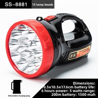 Lampe de poche LED haute puissance rechargeable en ABS, éclairage puissant, indice de protection IP20, portée de 500 m, portable, pour patrouille extérieure et lutte contre les incendies