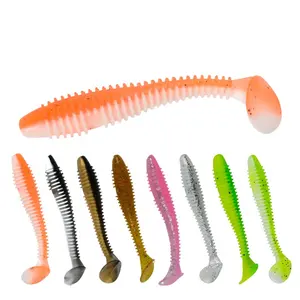 KM 5.5cm 6.5cm 7cm queue de pagaie en caoutchouc Wobbler Shad appât en plastique en vrac vis bicolores T-tail pêche appât souple pour rivière