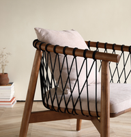 Salon de style nordique chaise de loisirs en bois massif moderne simple balcon canapé paresseux designer corde tissé chaise de canapé simple