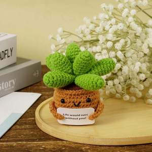 Crochet <b>Potted</b> Plants Creative Knitted <b>Potted</b> Plants Emotional Positive <b>Succulents</b> Positive Life Potato Doll Ornaments Gifts - Product Image 3