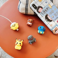 Protectores de Cable Versión Q Cabezones de Silicona con Dibujos Animados Funda Protectora Antirrotura para Cable de Datos