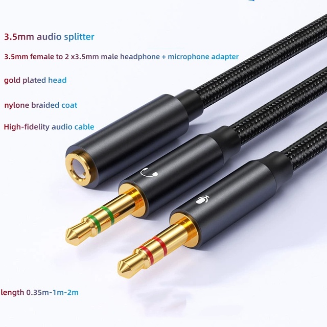 1m 3.3ft High Fidelity 3.5mm Audio Splitter Aux Adapter Cable Gold Plated Connectors 2 Jack Male/Female Braid for Speakers