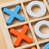 Plateau de jeu de Tic Tac Toe rectangulaire en bois sculpté artisanal, personnalisé avec logo, durable et de luxe
