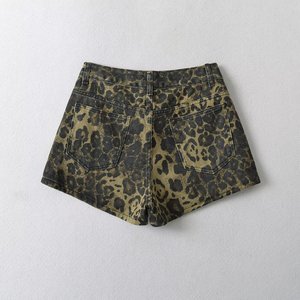 กางเกงยีนส์ขาสั้นทรงเอเอวสูงลายเสือดาวสไตล์วินเทจสำหรับผู้หญิงแฟชั่นฤดูร้อน - Product Image 6