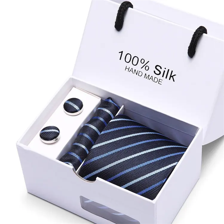 TAPA-8E121 Luxury Men Gray Pink Floral Tie Hanky Cufflinks Sets Men's Silk Neck Ties for men