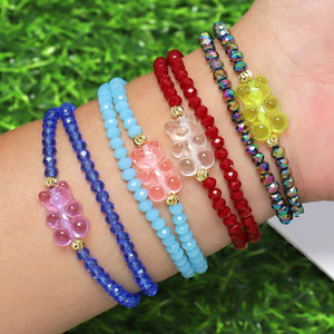 Venta al por mayor encantadoras <span class=keywords><strong>pulseras</strong></span> de cuentas de oso de goma <span class=keywords><strong>para</strong></span> niñas joyería de moda con cuentas - Product Image 1