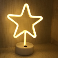 Lampe de table néon LED, étoile, lune, nuage, éclair, flamme, fonctionne avec USB ou piles, veilleuse néon pour la chambre des enfants, décoration de fête