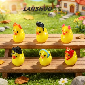 Ornements de canard jaune miniature Lanshuo, décor de jardin en résine, accessoires artisanaux en forme d'animal pour l'intérieur et l'extérieur - Product Image 4