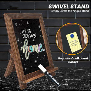 Bảng hiệu Bảng phấn để bàn đóng khung, bảng phấn từ tính nhỏ, gờ tích hợp và giá đỡ gấp, bao gồm một điểm đánh dấu phấn trắng - Product Image 6