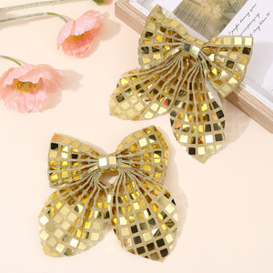 Silver <b>Mirror</b> Sequin Bow Hair <b>Clips</b> 3D Shiny Hair Barrettes For Girls Kids Party Dance Festival Side Hair Accessories - Product Image 5