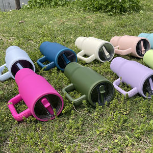 Mug de voyage en gros, tasse isotherme à double paroi en acier inoxydable de 40 oz avec couvercle, poignée et paille - Product Image 5