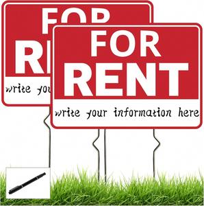 UV Resistant Waterproof Yard Sign <b>Custom</b> Design Double Sided with H-Stake for Outdoor Real Estate Rent Lease Lawn Signage - Product Image 1