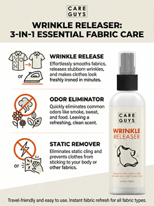 CARE GUYS WR-120 Spray anti-plis pour tissus 120 ml 3-en-1 Formule neutre sans alcool Écologique Entretien des tissus et des chaussures - Product Image 4