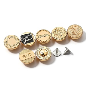 Golden Plating Jeans <b>Buttons</b> and Rivets Zamac Custom Brand Logo Pattern Metal Jean Jacket <b>Buttons</b> for Jeans Denim Clothing - Product Image 4
