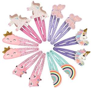 Barrettes à cheveux scintillantes en résine et métal style européen et américain, motifs licorne, renard, arc-en-ciel et nuage, accessoires mignons pour bébé - Product Image 6