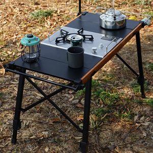 YEZHULIN IGT Mesa plegable de metal portátil Cocina móvil ajustable con características de picnic de barbacoa para acampar Aventuras al aire libre - Product Image 1