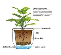 Pot Tanaman Self Watering 6 Inci untuk Tanaman Dalam Ruangan, 6 Buah Pot Bunga Plastik Hijau untuk Semua Tanaman Rumah, Bunga, Violet Afrika