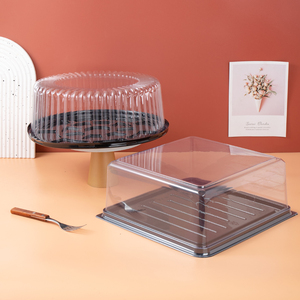 Tapa de caja de pastel <span class=keywords><strong>rectangular</strong></span> de 14 pulgadas, contenedor de pastel cuadrado transparente, cúpula de gran capacidad, soporte de caja de panadería reciclable para alimentos - Product Image 3
