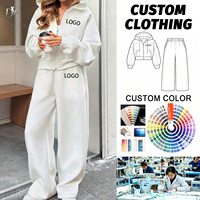 Ensemble de survêtement pour femme avec logo personnalisé, sweat-shirt à capuche et pantalon de jogging à jambe droite, vêtements de sport décontractés pour l'automne et l'hiver