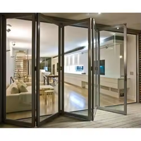 Porte pliante en verre de style moderne, très vendue, en alliage d'aluminium, double vitrage, isolation thermique, couleur personnalisée, pour entrée de villa ou hôtel