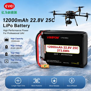 Batterie semi-solide personnalisée Viwipow 12000 mAh 6S 3.8V 25C à courant de décharge élevé pour drone FPV, 600-800 cycles, en stock - Product Image 2