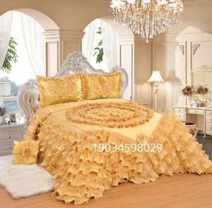 Công chúa phong cách đám cưới <span class=keywords><strong>bedding</strong></span> Set 4-mảnh cho phòng ngủ Vua Kích thước coloured chất lượng tốt - Product Image 4