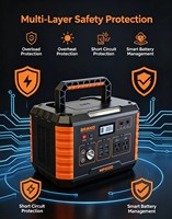 Estación de Energía Portátil de 1000W 799WH con Panel Solar, Batería LiFePO4, Controlador MPPT, Arrancador de Emergencia, Onda Sinusoidal Pura para Uso en Automóviles