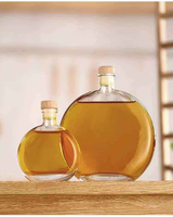 Vente en gros de bouteilles en verre sphériques transparentes de 250 ml et 500 ml pour jus/bière/boissons/alcool avec couvercles