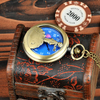 Jam tangan saku Mini Vintage antik, Kalung Mini ukuran berongga jam logam liontin gerakan kuarsa