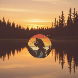 Maglietta promozionale anni '80 Sasquatch Fish Sunset per la pesca al basso Bigfoot - Product Image 3