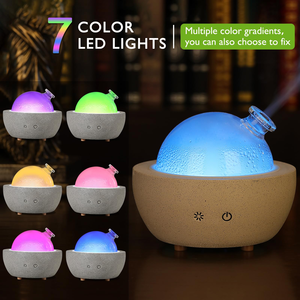 Diffuseur d'arômes ultrasonique avec base en béton et couvercle en verre, 200 ml, huile essentielle, avec lumière nocturne à 7 couleurs, vente en gros - Product Image 4