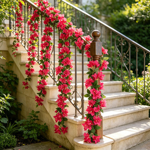 Guirlande artificielle de bougainvilliers à 81 fleurs en soie polyester, décoration murale, style campagnard minimaliste, pour bureau et plafond - Product Image 3