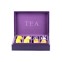 Boîte cadeau rigide pour thé, couleur violette, avec couvercle rabattable, emballage pour thé avec insert multi-compartiments pour sachets de thé, coffret cadeau