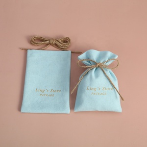 Bolsa de Lona de Lujo de Alta Calidad, Diseño Único, Color Azul Agua Claro, Mini, Pequeña, con Logotipo Personalizado, para Mujeres y Niñas, para Joyería - Product Image 4